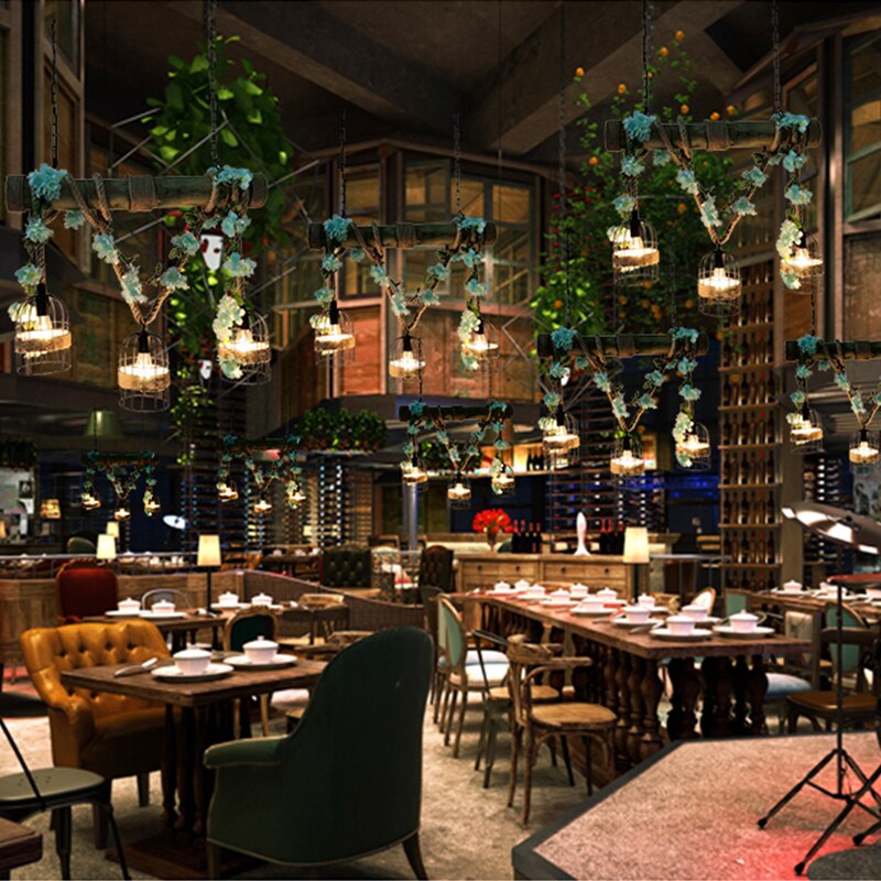 Plants Green Hemp Rope Pendant Light Music Restaurant Barbecue Shop Industry Homestay Farm