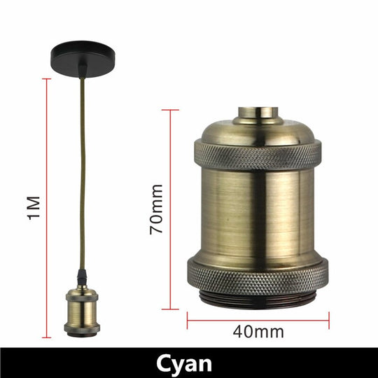 Retro Vintage Pendant Lights - E27/E26 Lamp Holder Socket Green Bronze Set / E27 Light