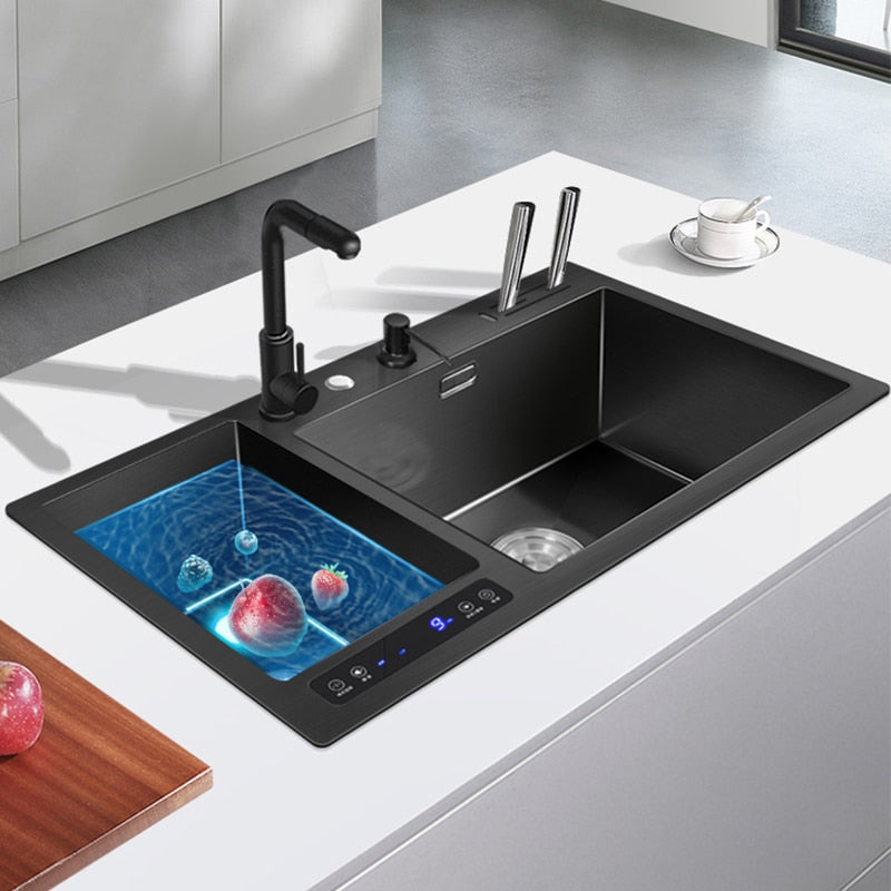 Kitchen Sink Stainless Steel Dishwashing Ultrasonic Dishwasher Multifunctional Intelligent Net
