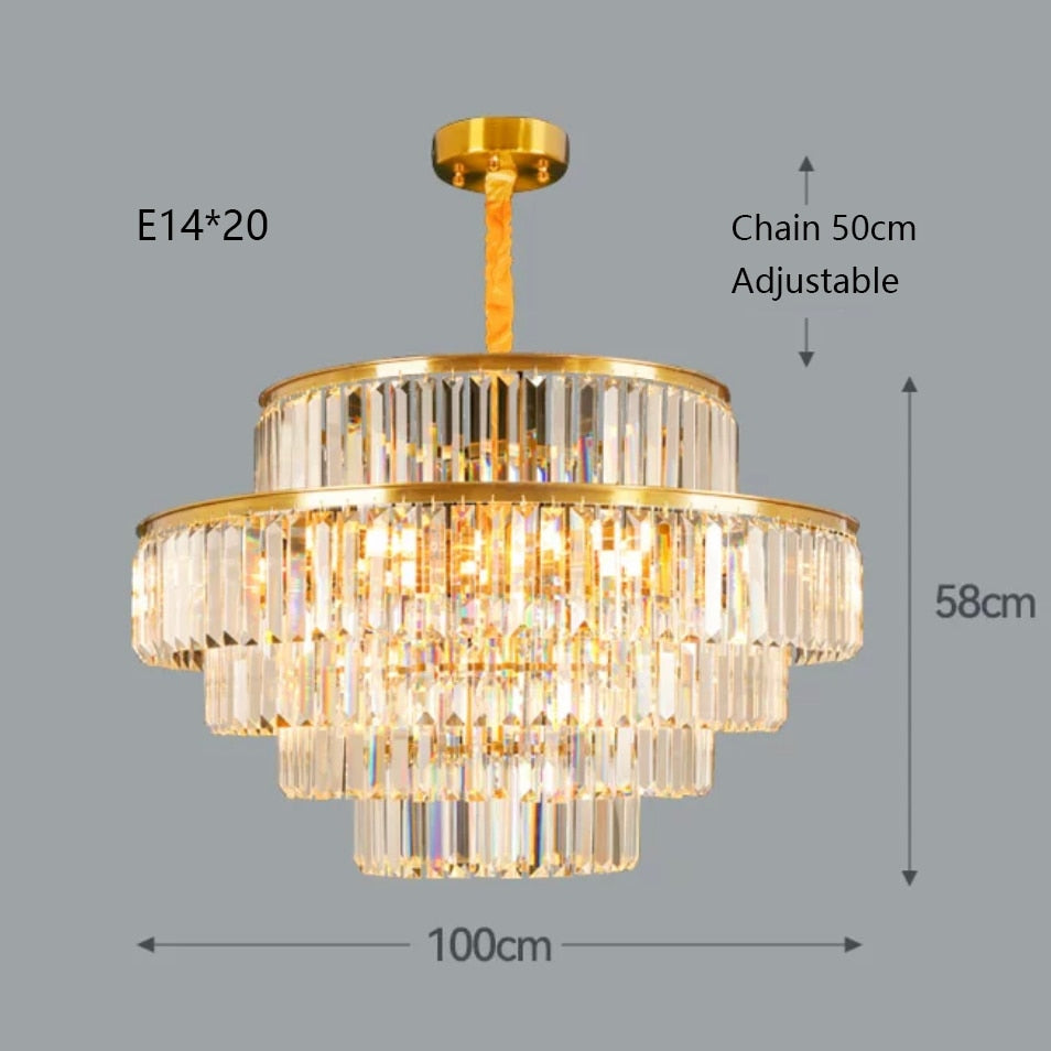 Remote - Controlled Led Crystal Ceiling Chandelier - Modern Home Decor Lighting For Living Room &amp;