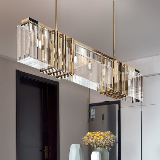 American Luxury Steel Led E14 Pendant Lights Dining Room Gold Lustre Straight Hanging Lamp Deco