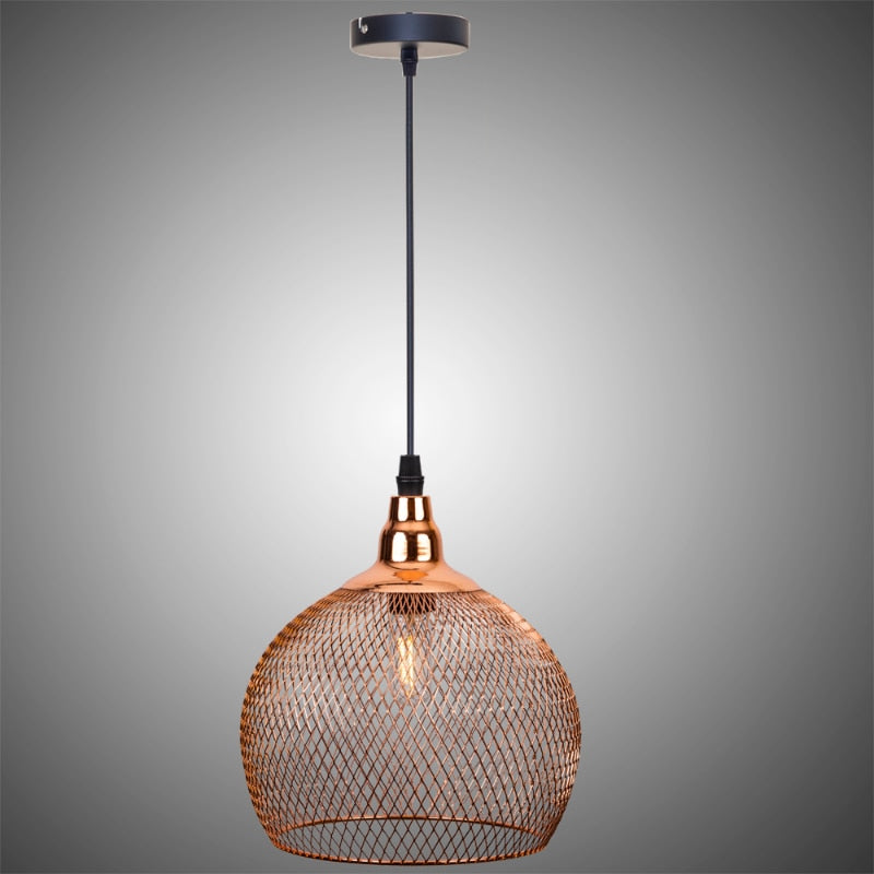 Nordic Restaurant Bar Lighting Living Room Walkway Retro Rose Gold Bird Cage Creative Light Fixture