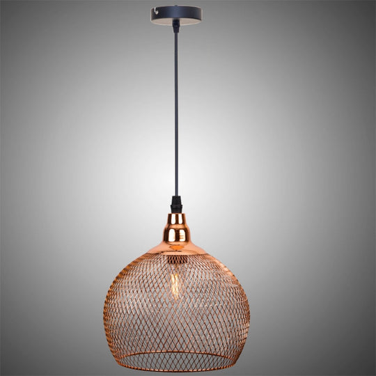 Nordic Restaurant Bar Lighting Living Room Walkway Retro Rose Gold Bird Cage Creative Light Fixture