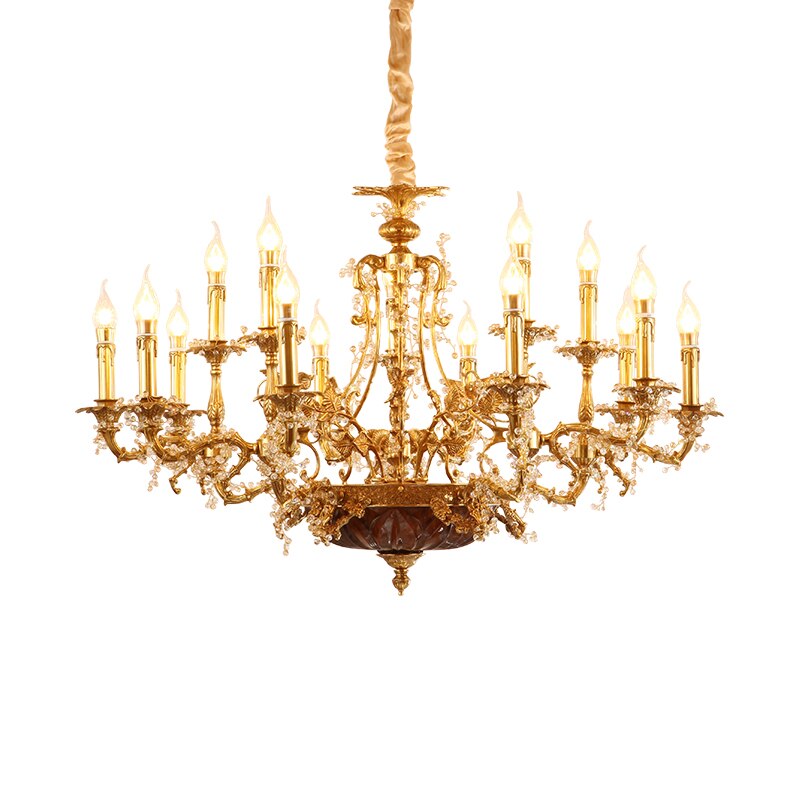 Baroque Copper Oversize Pendant Light Antique Brass Chandelier Hallway