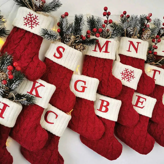 Christmas Alphabet Knitting Socks Tree Ornaments Decorations For Home Decor Items