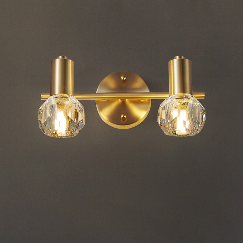 Modern Nordic Crystal Mirror Sconce Gold Luxury Simple Bedroom Bathroom Cabinet Wall Lamp Metal