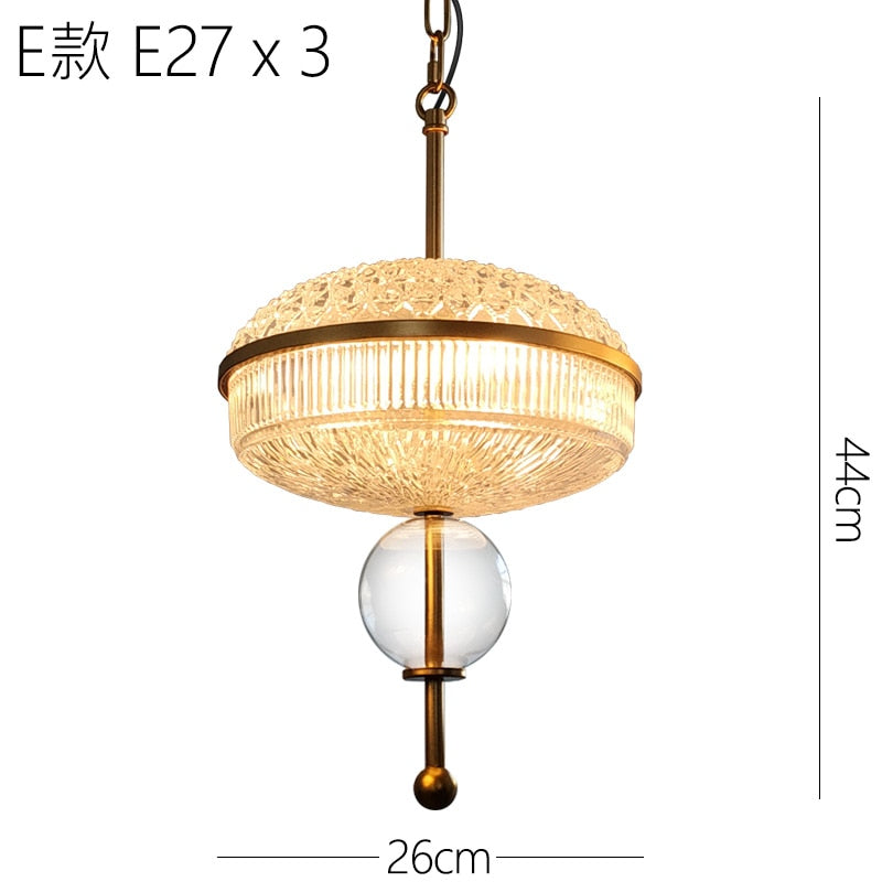 American Retro Glass Cans Shade Pendant Lights Modern Kitchen Hanging Lamp Living Room Dining Room