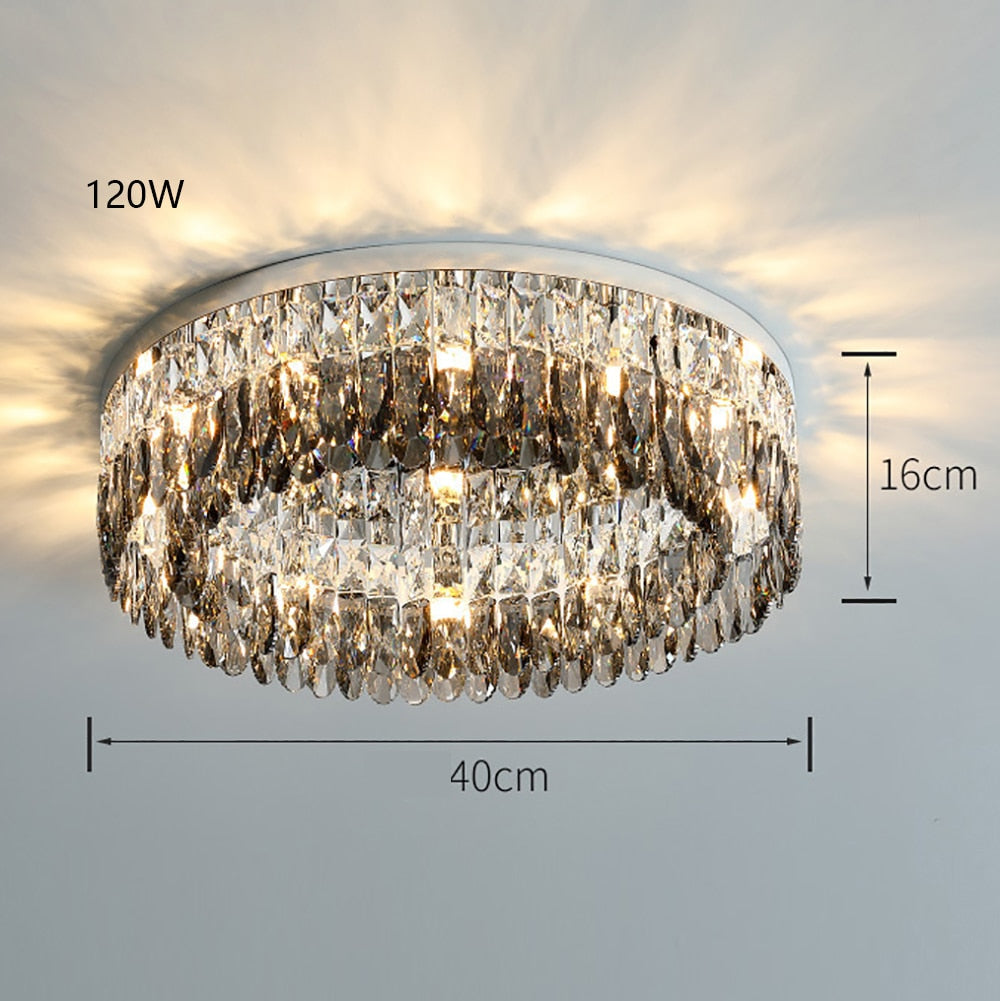 Luxury Square Crystal Led Ceiling Lights - Modern Dimmable Lamps For Elegant Living Room Decor &amp;