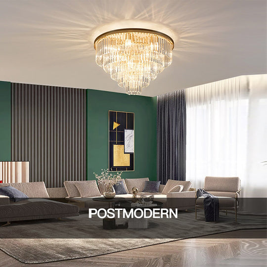 Remote - Controlled Led Crystal Ceiling Chandelier - Modern Home Decor Lighting For Living Room &amp;