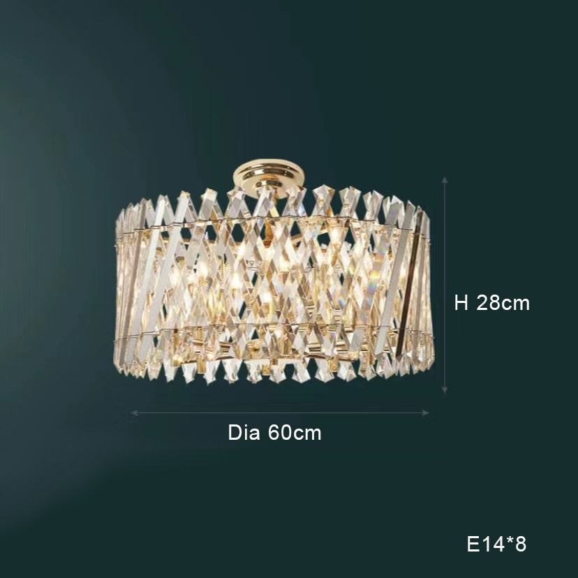 Nordic Luxury Gold Crystal Led Ceiling Lamp - Dimmable Chandelier For Home Decor &amp; Dining Room