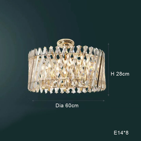 Nordic Luxury Gold Crystal Led Ceiling Lamp - Dimmable Chandelier For Home Decor &amp; Dining Room