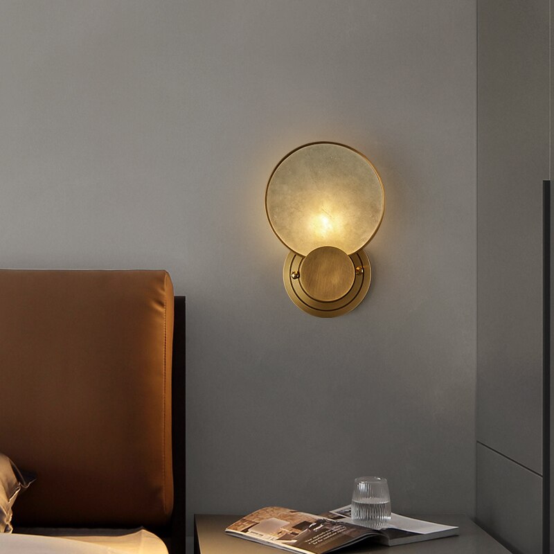 Round Marble Wall Lights Foyer Bedside Lamp Aisle Corridor Bathroom Classical Sconce E14 Bulb 110 -