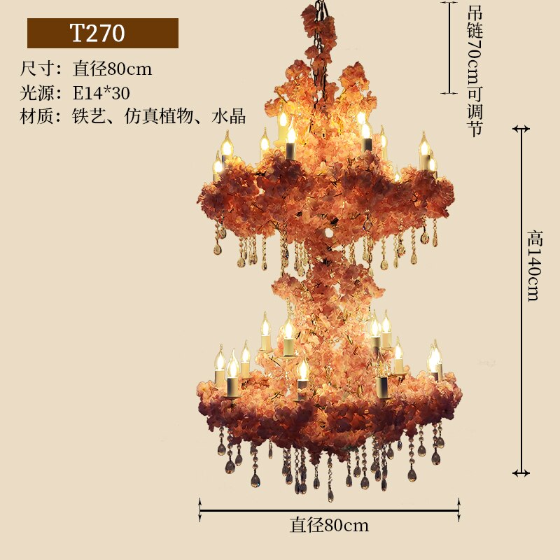 Simulation Fiower Big Pendant Light Theme Restaurant Hot Pot Hotel Lobby Peach Blossom Plant