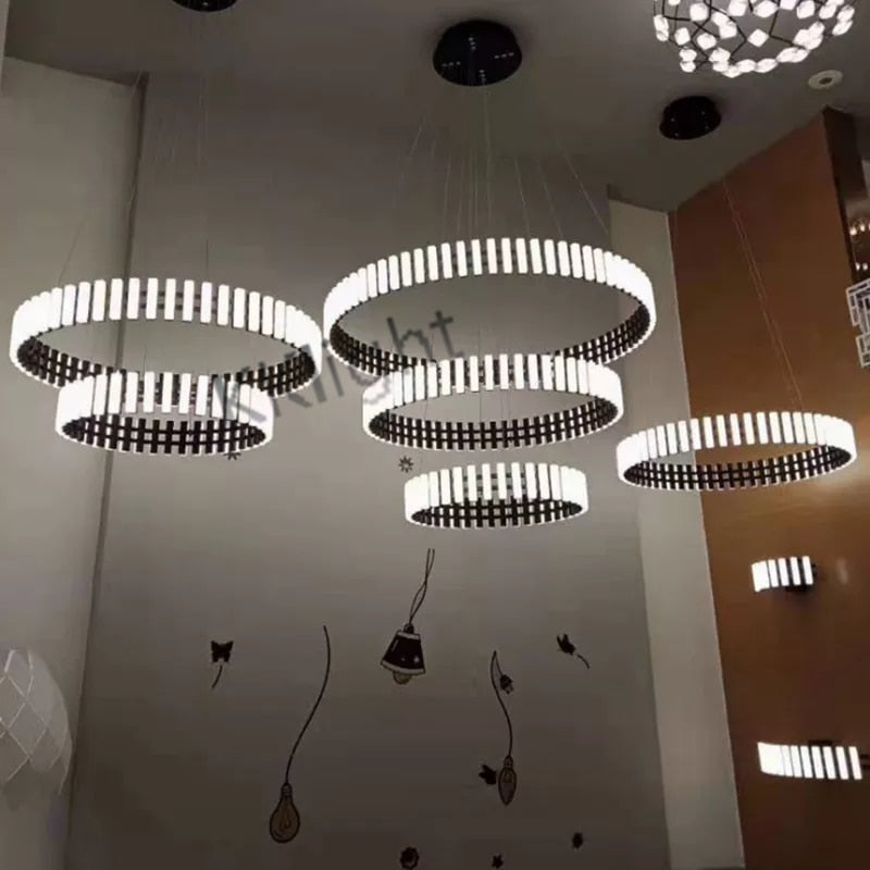 Multi Tire Double Height Led Chandelier For Living Room Hotel And Business Place