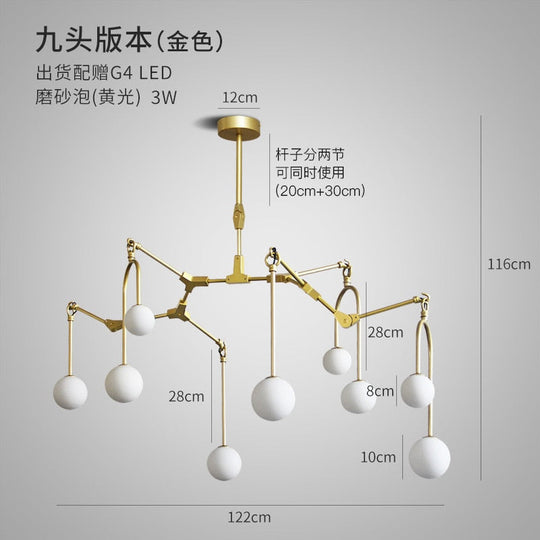 Nordic Design Post - Modern Spider Chandelier Lighting Gold Lustre G4 Led Modern Home Decor Living