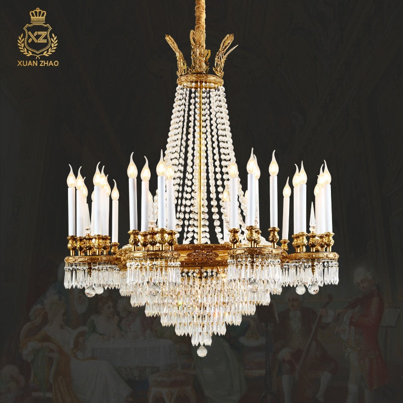 Dynasty - Rococo Brass Palace Decoration Gold Pendant Lamps Luxury Candle Light Wedding Chandelier