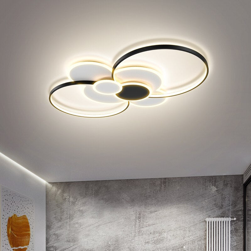 Nordic Living Room Chandeliers Atmosphere Led Ceiling Lamps Personality Golden Ring Bedroom Lamp