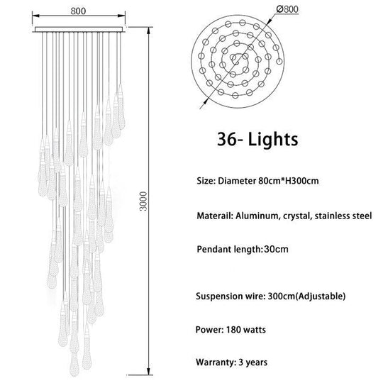 Modern Crystal Led Chandelier Lighting Hanglamp Drop Light Restaurant Bar Staircase Lamp Loft Art