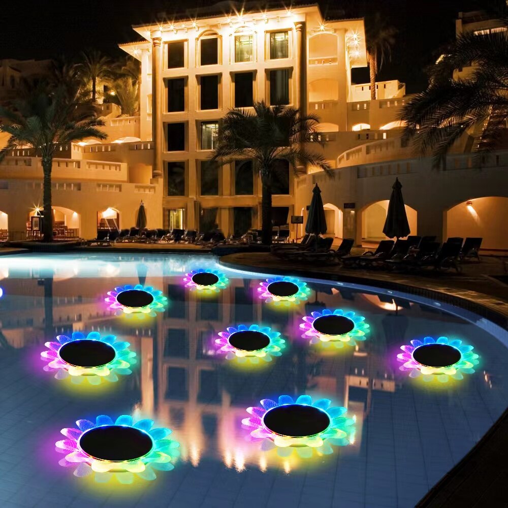 Solar Floating Pool Lights With Colorful Changing Ip68 Waterproof Sunflower Swimming Light For