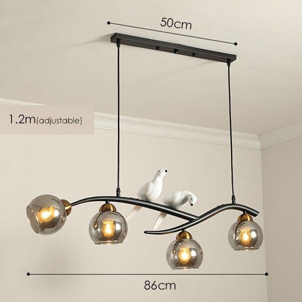 Nordic Modern Bird Pendant Lights White Glass Ball D Type - Black / Cold White Lighting