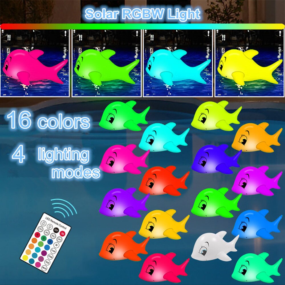 Solar Floating Dolphin Ball Light Swimming Pool Waterproof Lawn Balloon Lamp Home Party Garden