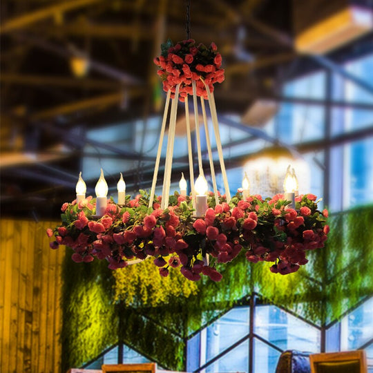 Theme Restaurant Flower Plant Pendant Light For Coffee Shop Art Weaving Green Chandelier