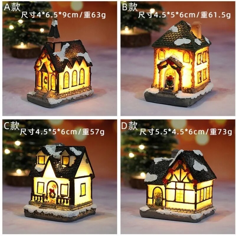 Christmas New Decorations Resin Small House Micro Landscape Ornaments Gifts Christmas Decor