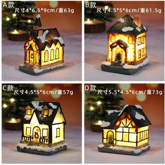 Christmas New Decorations Resin Small House Micro Landscape Ornaments Gifts Christmas Decor