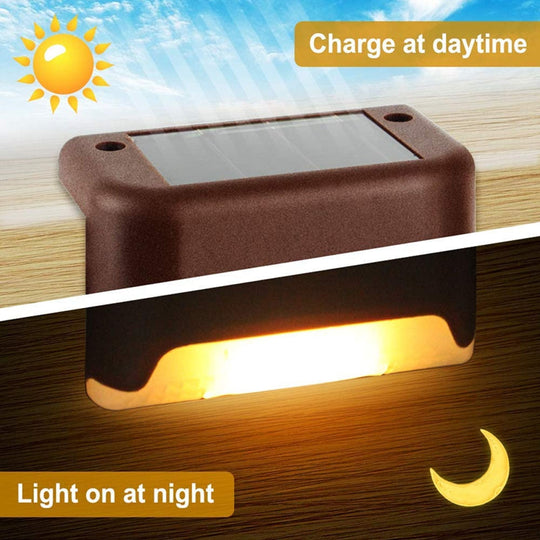 Stair Led Solar Lamp Ip65 Waterproof Outdoor Garden Light Pathway Yard Patio Steps Fence Lamps