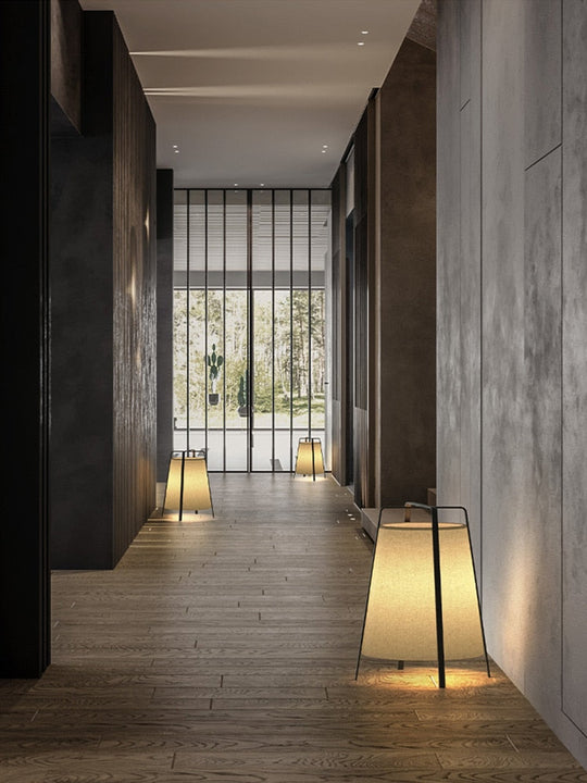 Japanese Retro Fabric Floor Lamp - Iron Led Lighting For Living Room Bedroom Corridor Modern Art