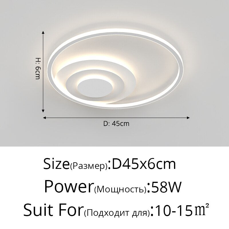 Nordic Modern Minimalist Bedroom Chandeliers White Black Led Ring Lamp Style Living Room Lights