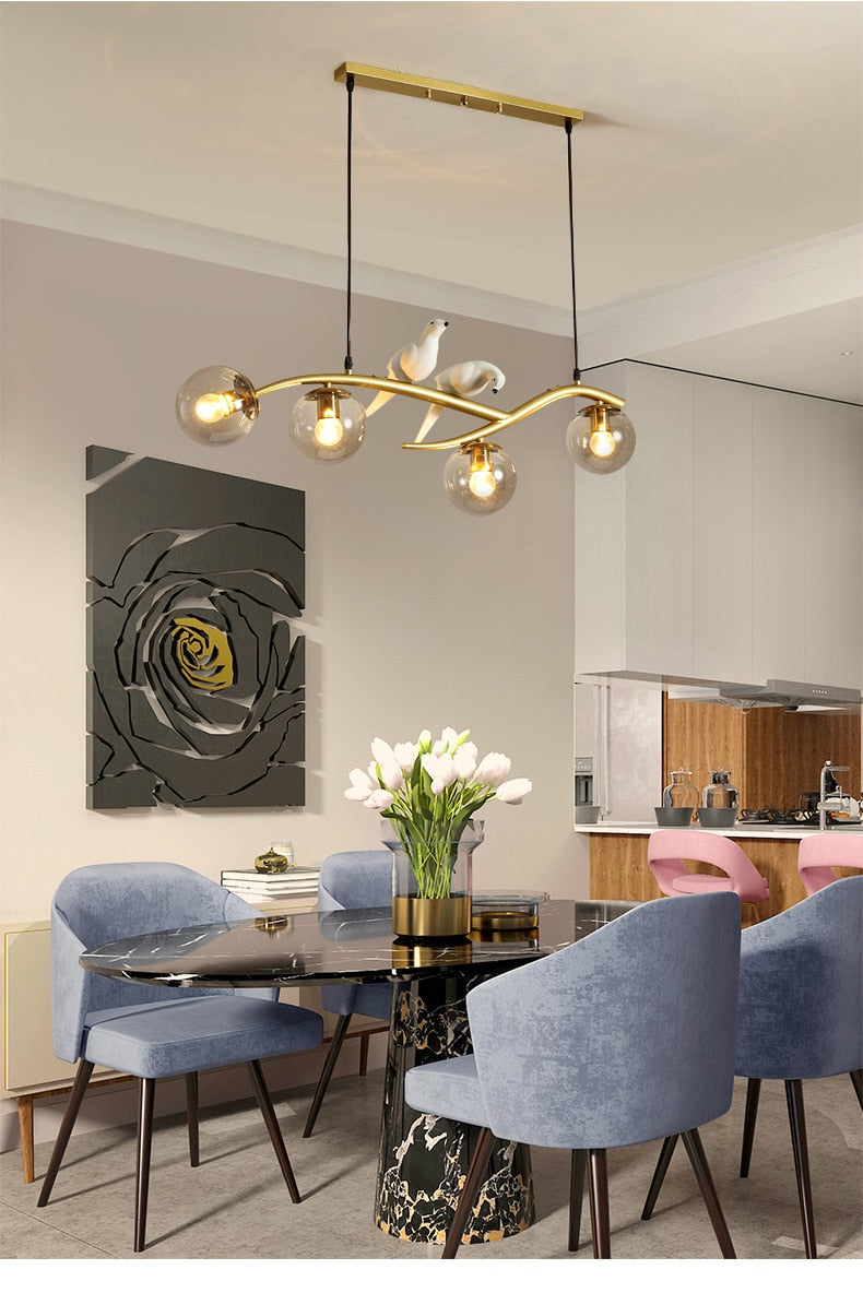 Nordic Modern Bird Pendant Lights White Glass Ball Lighting