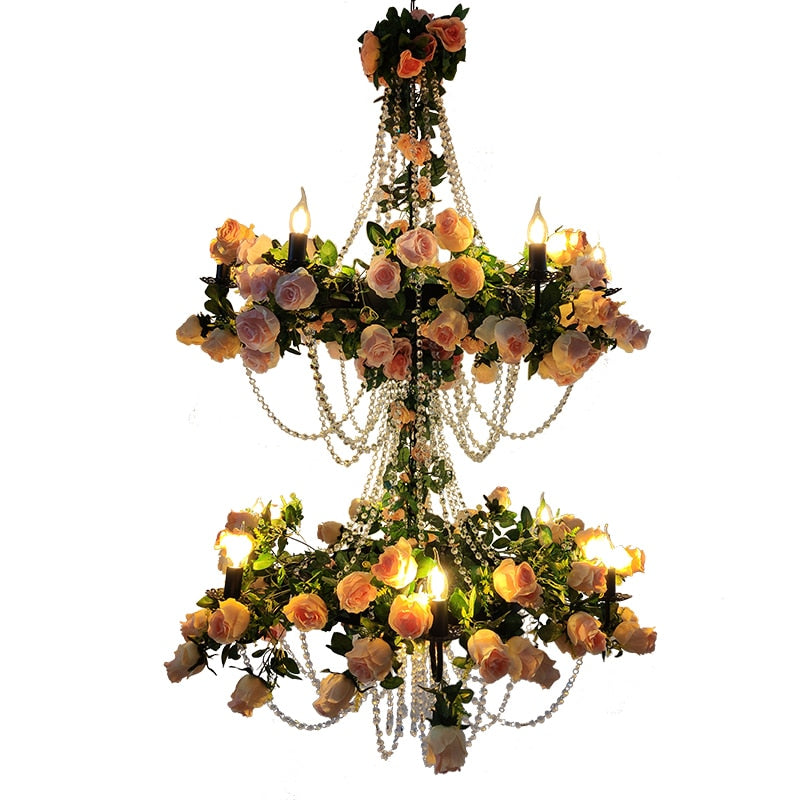 Restaurant Simulation High - End Flower Crystal Chain Pendant Light Net Red Music Wine Market Hall
