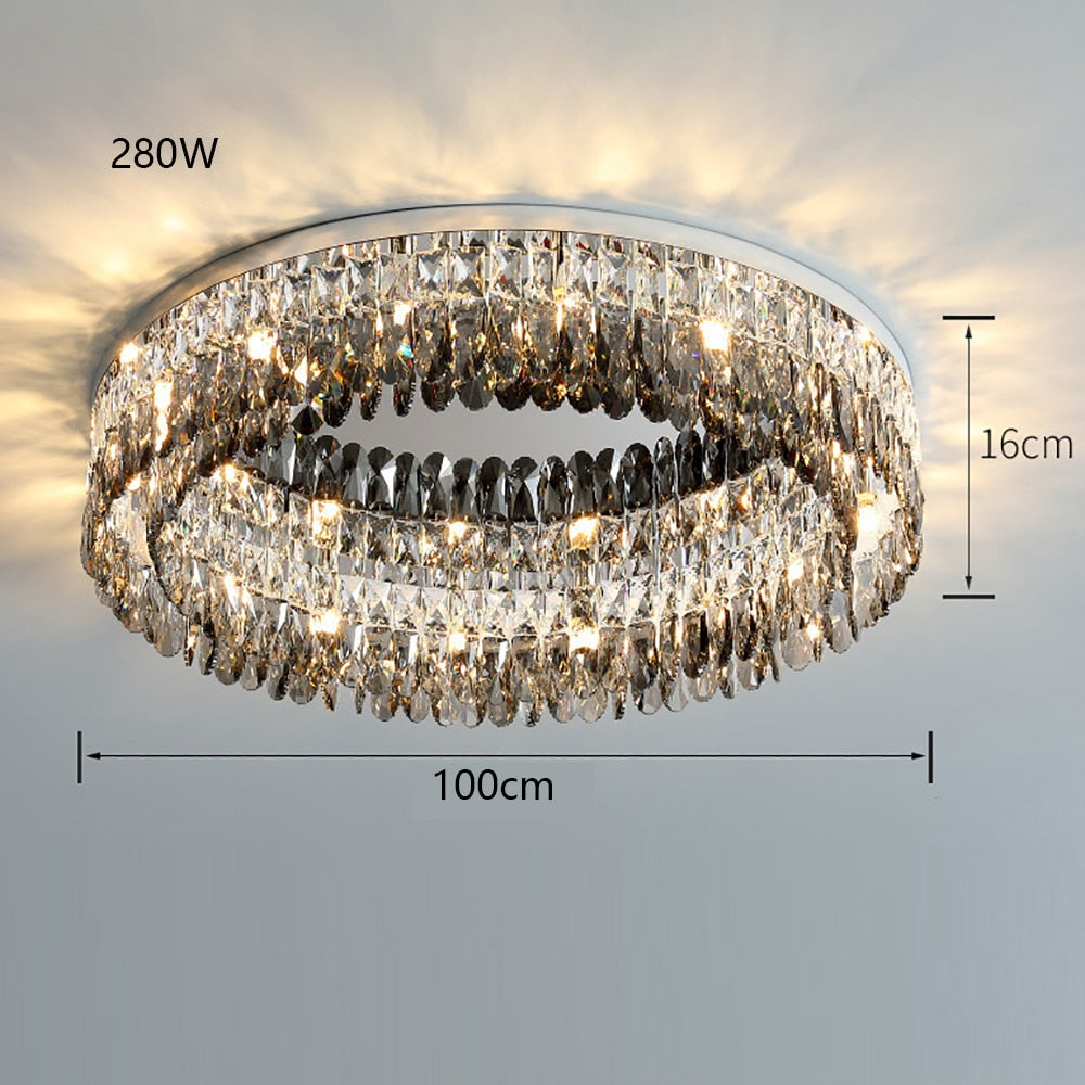 Luxury Square Crystal Led Ceiling Lights - Modern Dimmable Lamps For Elegant Living Room Decor &amp;