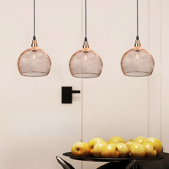 Nordic Restaurant Bar Lighting Living Room Walkway Retro Rose Gold Bird Cage Creative Light Fixture