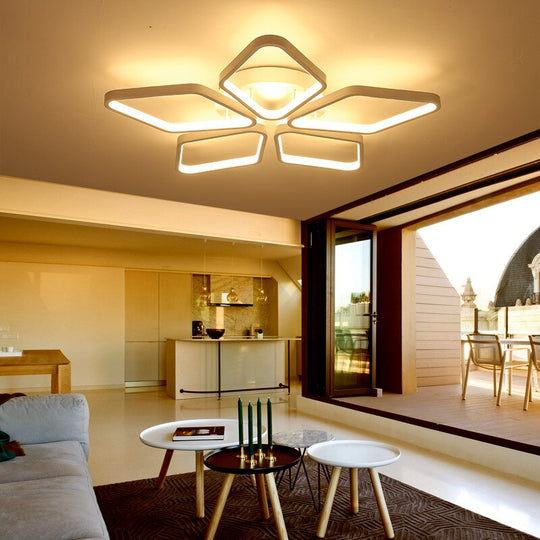Nordic Creative Living Room Decor Led Chandeliers Modern Minimalist Romantic Bedroom Geometric