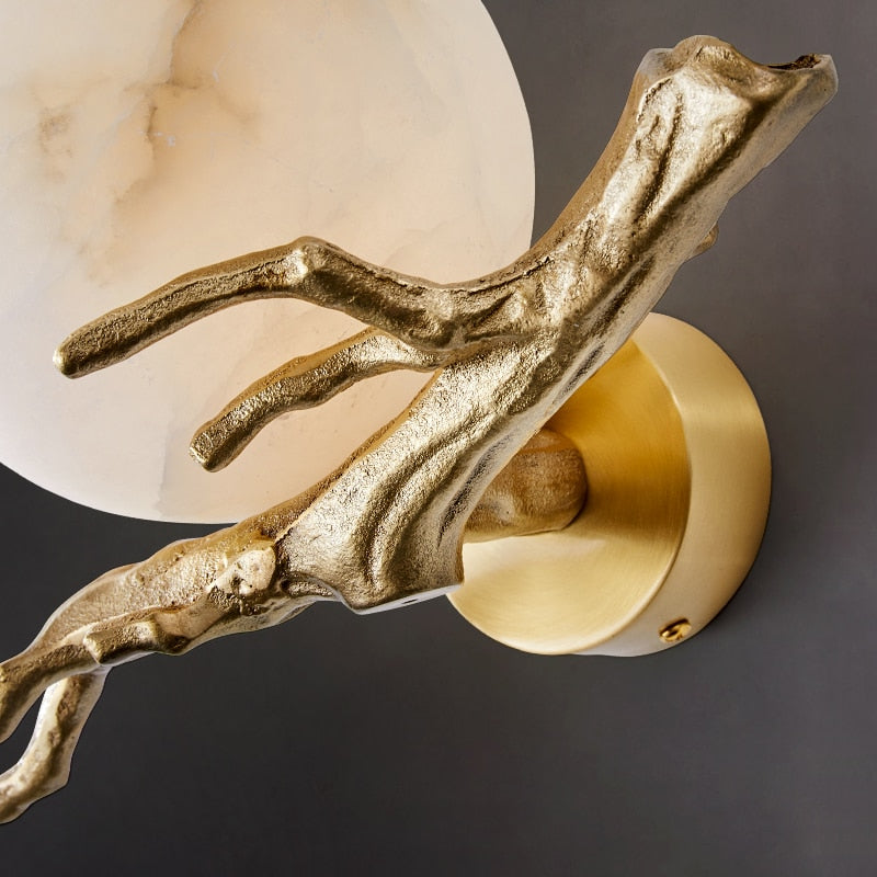 Aurora - Light Luxury All - Copper Marble Wall Lamp For High - End Living Spaces Wall Lamp