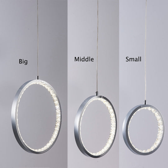 Nordic Circular Ring Crystal Pendant Light Modern Hanging Lamp Stairway Corridor Lustre Chandelier