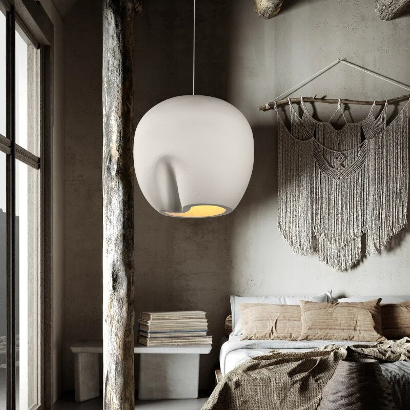 Handmade Polystyrene Wabi Sabi Personality Wood House Pendant Lamp Light