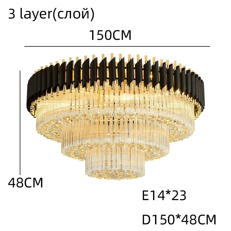 Luxury Rectangular Crystal Ceiling Lamp - Dazzling Large - Scale Lighting For Elite Living Rooms &amp;