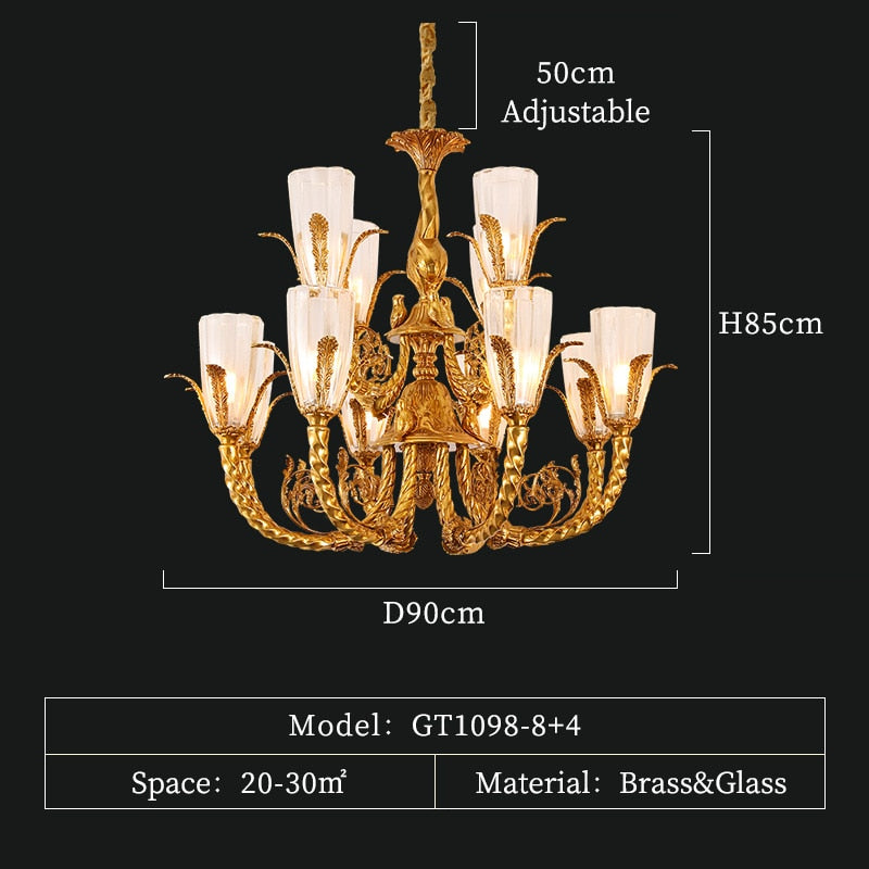 French Style All - Copper Luxury Vintage Chandelier Indoor Warm Romantic Villa Hall Bedroom Study