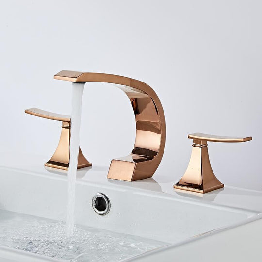 Bathroom Faucet Rose Gold Widespread Basin Black Tap Luxury Mixer Hot And Cold Shower Room Sink
