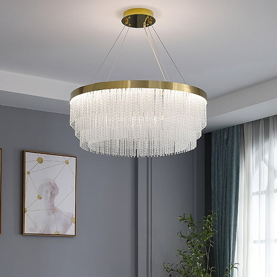 Moden Led Twisted Long Crystal Ceiling Chandelier Gold Luxury Dining Living Room Pendant Lamp Home