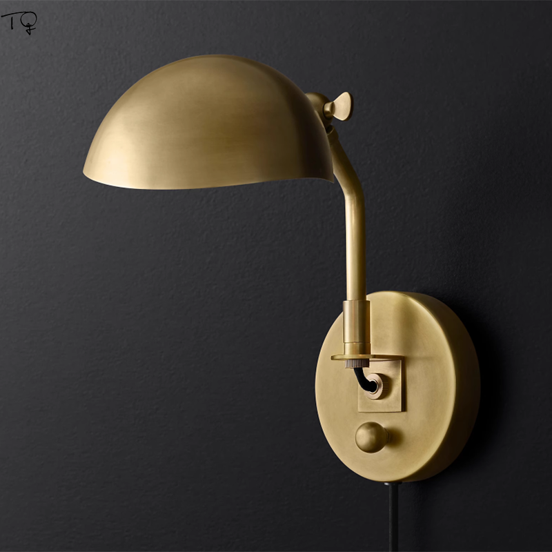 Vintage Retro Copper Wall Lamp E27 Led Sconces Industrial Modern Light Fixtures Study Bedside