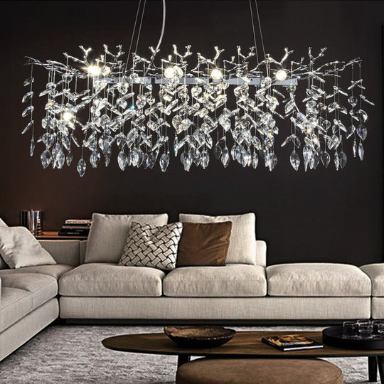 Layla - Elegant Crystal Pendant Light For Living Dining &amp; Bedrooms In Chrome Gold Chandelier