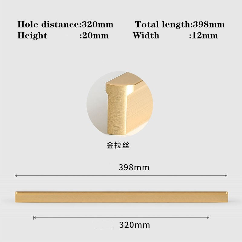 1Pc Simple Gold Brushed Kitchen Cabinet Long Door Handles Aluminum Alloy Wardrobe Cupboard Pulls