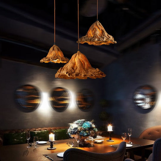 Post Modern Zen American Retro Creative Withered Lotus Leaf Twig Rustic Decorative Chandelier