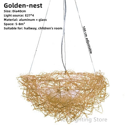 Nordic Creative Aluminum Wire Bird Nest Pendant Lights For Bedroom Hallway Children Room Restaurant