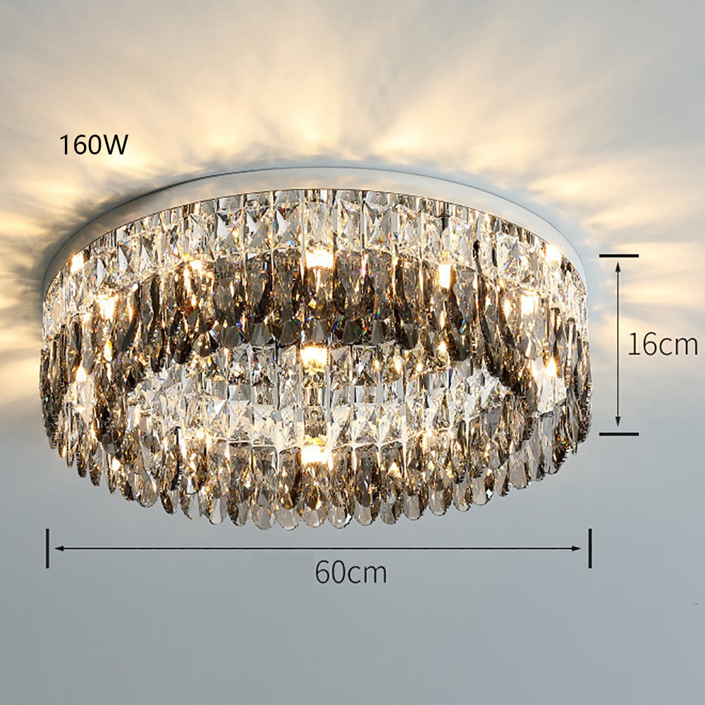 Luxury Square Crystal Led Ceiling Lights - Modern Dimmable Lamps For Elegant Living Room Decor &amp;