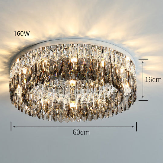 Luxury Square Crystal Led Ceiling Lights - Modern Dimmable Lamps For Elegant Living Room Decor &amp;